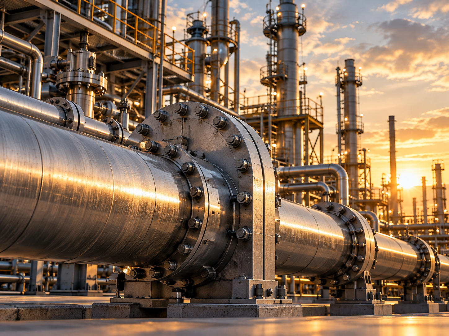 Industrial pipeline and flange assembly