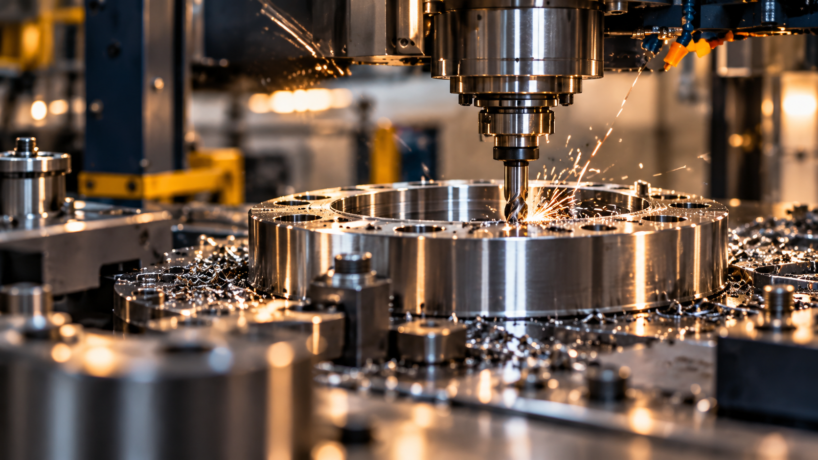 Precision machining of a metallic industrial component