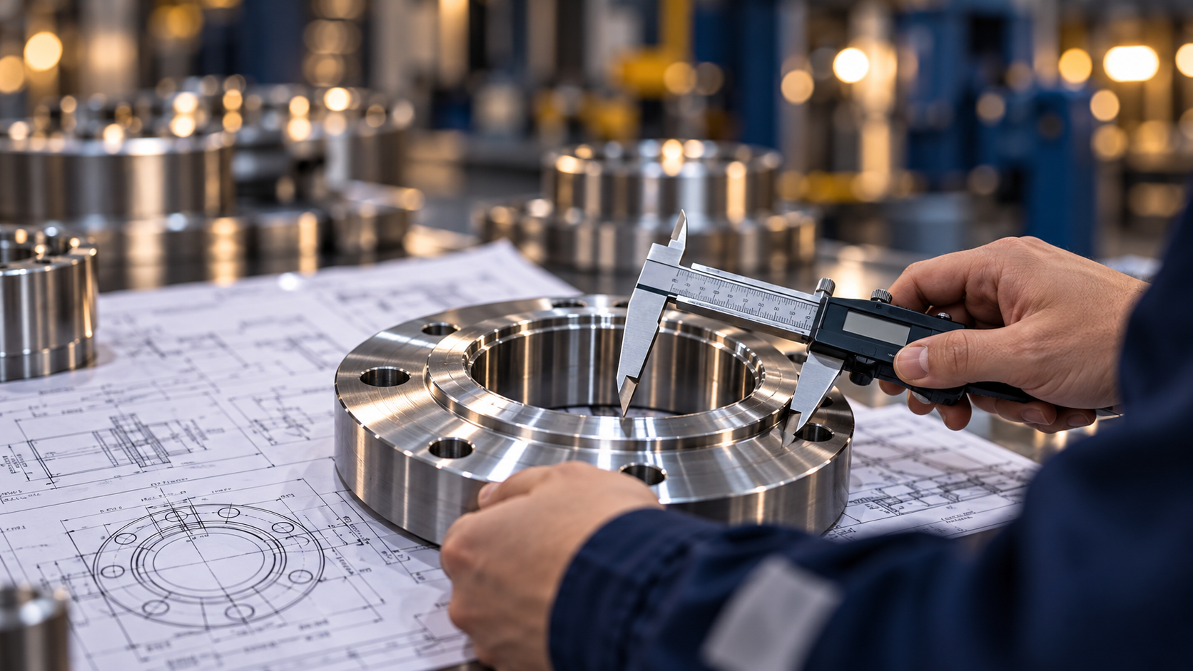 Measurement of a machined component against technical drawings