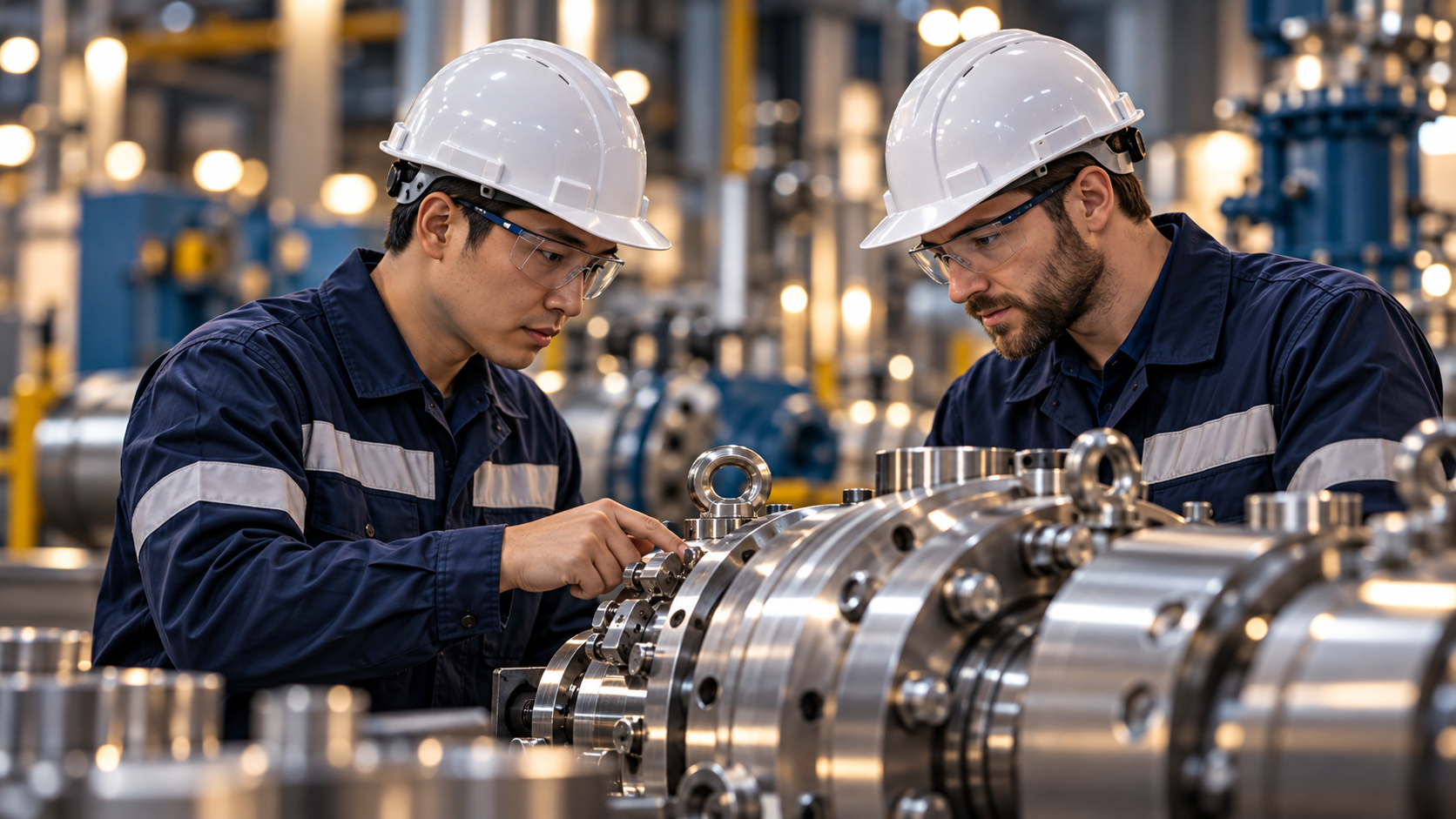 Engineers reviewing manufacturing feasibility