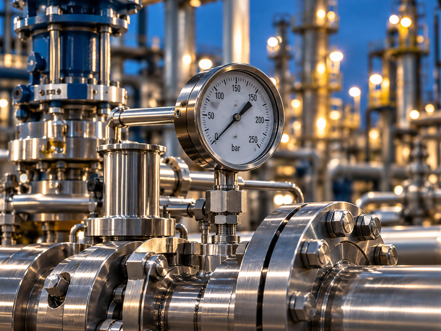 Pressure gauge and industrial component inspection