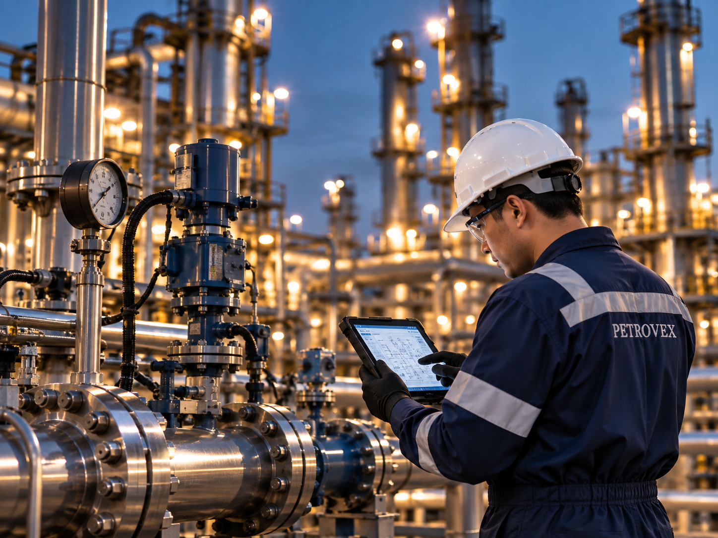 Engineer reviewing equipment information on a tablet